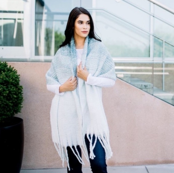 Mer Sea Accessories - Mer Sea Soft Ombre Teal Cozy Wrap Scarf